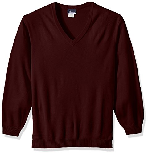 Classroom School Uniforms Men's Big and Tall Plus-Size Adult Unisex Long Sleeve V-Neck Sweater 2Xl-3Xl, Burgundy, 3XL