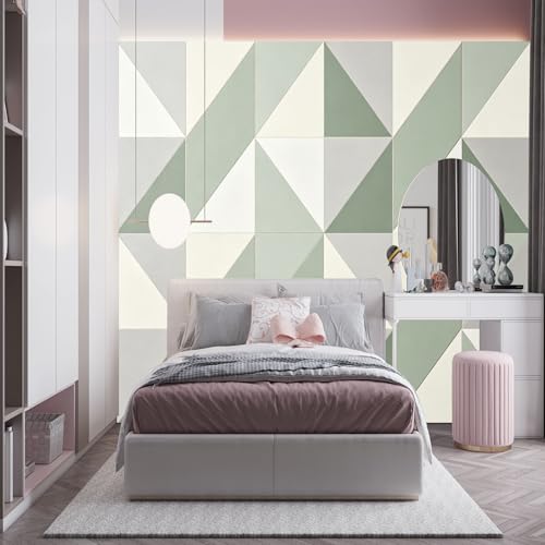 Papier peint géométrique vert sauge pour rénover un mur facilement - 5