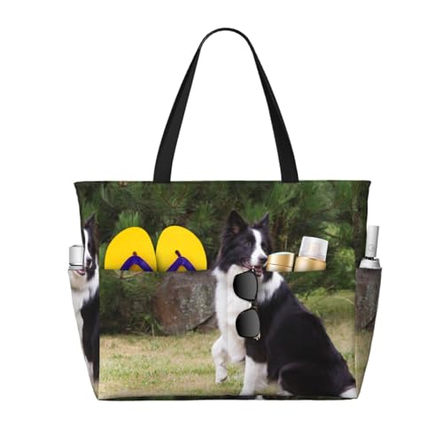 Sac cabas Border Collie pour aller à la plage ou en ville