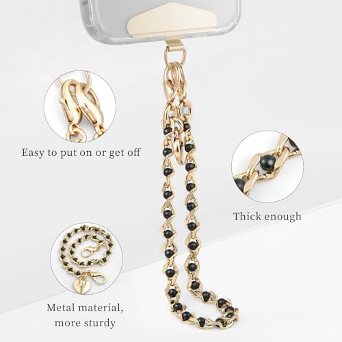 Moutakey Phone Charm Strap Metal Phone Chain Phone Lanyard Detachable Phone Wrist Strap Heart Phone Wristlet Chain Fits Iphone 16 With Metal Phone Tether Tab For Women Shopping Traveling Party Walkin thumb #2