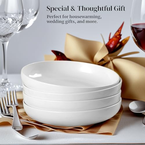 DeeCoo 7 Pack Porcelain Pasta Bowls Ceramic , Large Serving Bowl, Wide and Shallow, Set 8.3 Inch - 30 Ounce - for Pasta, Salad, Cereal, Soup & Microwave & Dishwasher Safe by DeeCoo - Used condition - Image 7