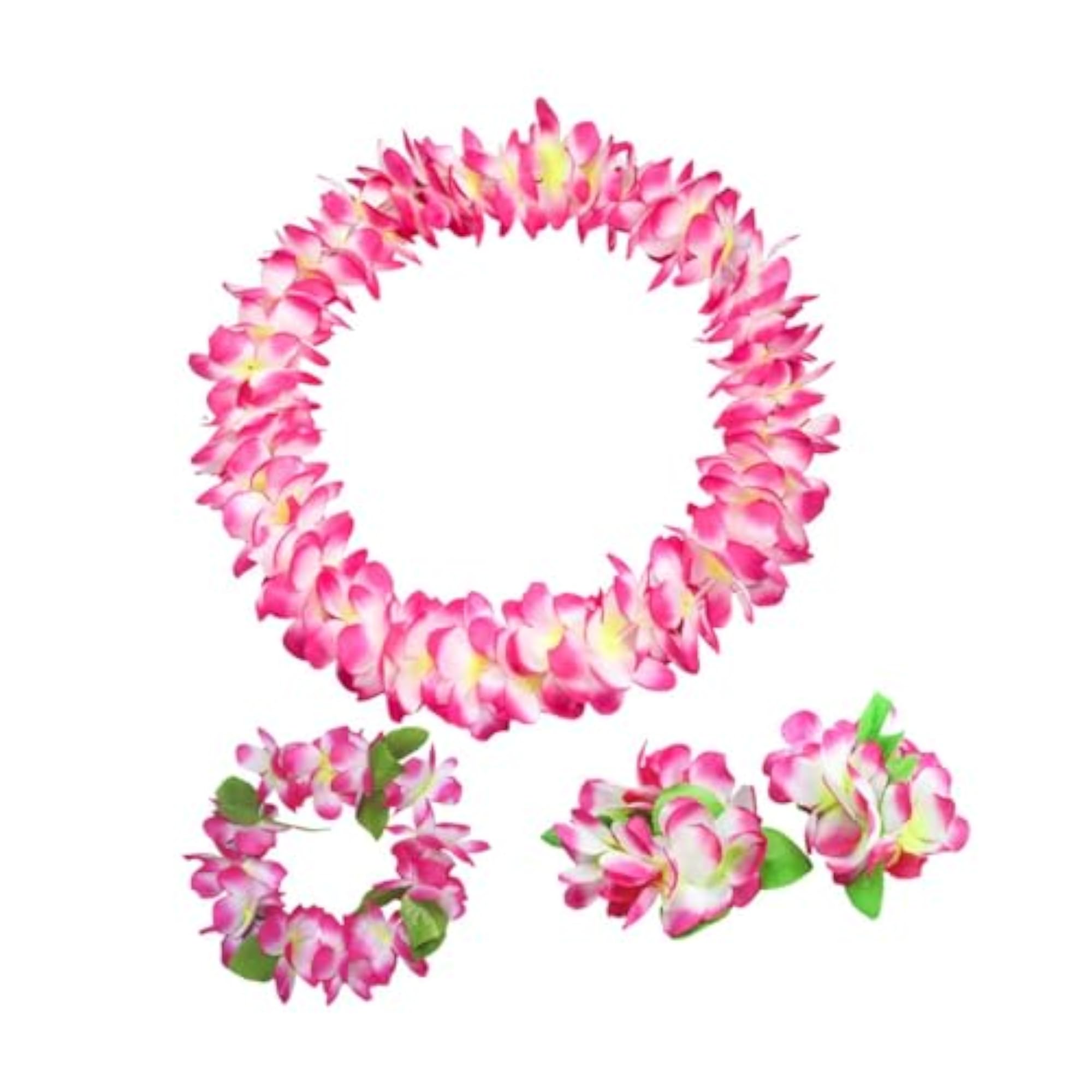 Hawaiian Leis Set, Artificial Flower Garland Pink