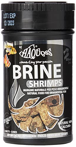 Haquoss Brine Shrimps Mangime Naturale Liofilizzato in Artemia Salina per Pesci Tropicali d'Acqua Dolce e Marina, 100 ml/8 gr