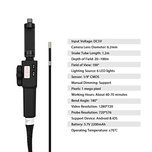 ERYUE Endoscópio industrial,Endoscópio de direção multifuncional com boroscópio localizador, tomada