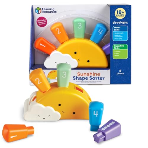 Image of Learning Resources Sunshine Shape Sorter, Fine Motor Skills, Numbers Matching Skills Activities, Montessori Toddler Toys, Sensory Bin for Kids, Preschool Activities, Girls and Boys Gifts