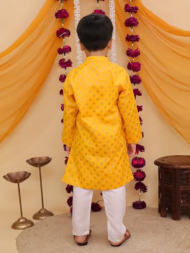 Image of AJ DEZINES Boys Cotton Full Sleeve Printed Kurta Pajama Set for Kids - Ethnic wear | Special Occasion & Traditional Outfit |Boys Kurta Pyjama Set - Regular Fit
