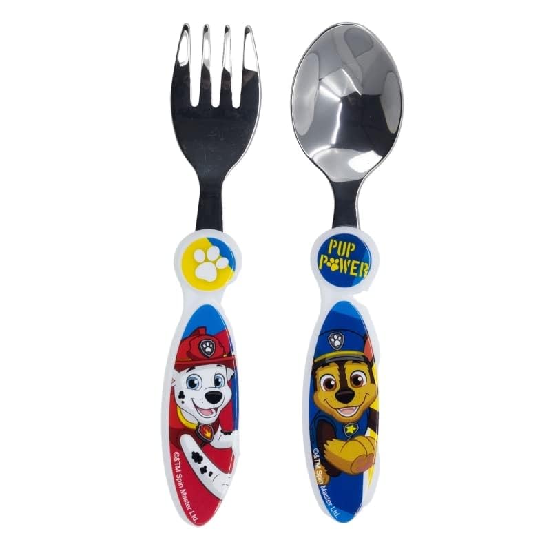 Set De Couverts Enfant PAW PATROL - 4 Pièces Acier Inoxydable, Poignées Colorées Sans BPA - Pour Fille Dès 3 Ans