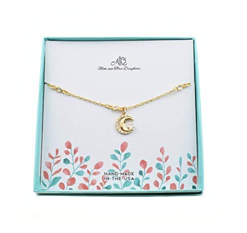 Gold Plated Cable Chain Bracelet with Czs and Moon Charm. Gold Bracelet. Cubic Zirconia. Moon Charm. Star Charm