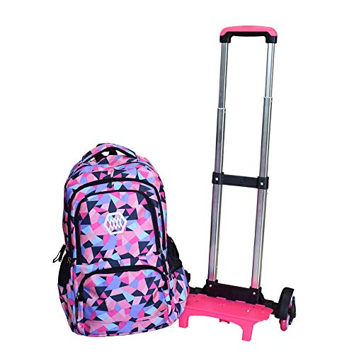 Mochila com rodinhas para meninas VILINKOU Trolley Mochila escolar Rodas Bagagem Impermeável Escalad