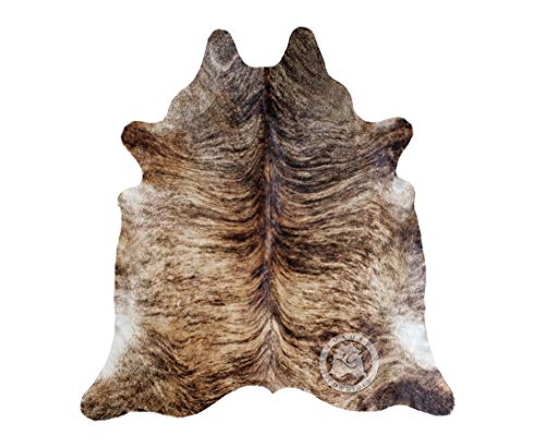 Alfombra de Piel de Vaca Brindle Tricolor 190 x 160 cm