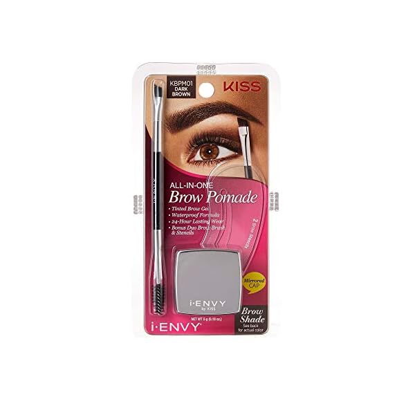 iEnvy-by-KISS-All-In-One-Brow-Pomade-Dark-Brown-KBPM01 iEnvy by KISS All-In-One Brow Pomade Dark Brown KBPM01 Waterproof Long Lasting Mirror Cap Stencils Included