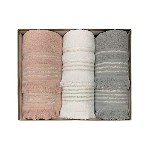 Nada Home Set asciugamani bagno 3+3 in spugna viso ospite Maestri Cotonieri Lurex 3649