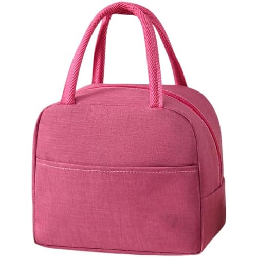 ROYKAL Bolsa Térmica Porta Bebidas y Tuppers + Juego de Cubiertos de Plastico Nevera Portátil (Rosa)