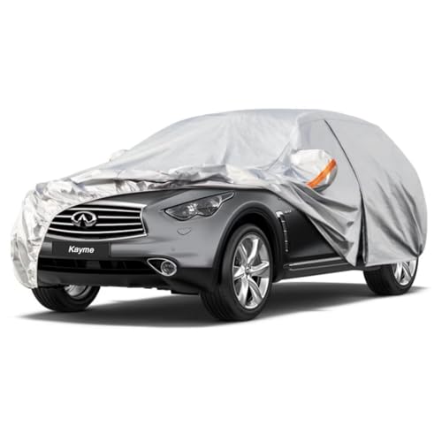 Kayme SUV Car Cover Fit for Infiniti QX70 (2014-2020) Automobiles All Weather Waterproof, Outdoor Cover Sun Rain Protection, with Lock and Zipper Door