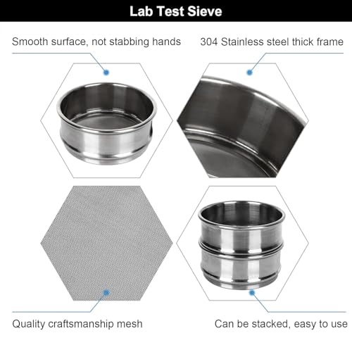 Zoforty ZFUS-SIEVES-2PCS-MESH-240427 2 Pcs Lab Sieves 304 Stainless Steel Test Sieves 100 Mesh 0.154Mm + 10 Mesh 2Mm Aperture Lab Standard Test Sieve Φ10Cm/4"Dia Economy Test Sieve thumb #4