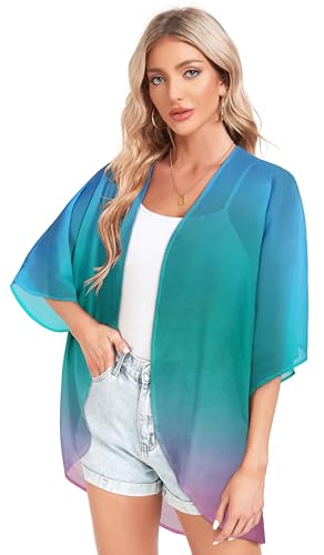 Image of Women Kimono Cardigans Casual Summer Tops Cover up Open Front Floral Print Resort Wear 2026