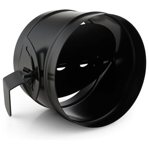 MUZIK 6 Inch Stove Pipe Damper, Air Insulated Stainless Steel Damper to Improve Thermal Efficiency, Reduces Heat Loss & Prevents Cold Drafts, Stove Top Connecting Adapter (Black) Cover