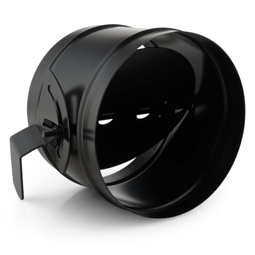 MUZIK 6 Inch Stove Pipe Damper, Air Insulated Stainless Steel Damper to Improve Thermal Efficiency, Reduces Heat Loss & Prevents Cold Drafts, Stove Top Connecting Adapter (Black)