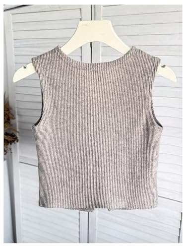 SweatyRocks Girl's Button Up Sweater Vest Sleeveless V Neck Casual Ribbed Knit Tops2