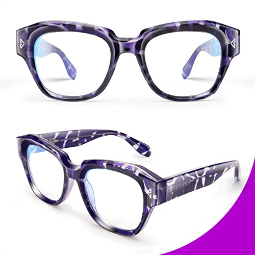 Image of VISOONE Acetate Blue Light Blocking Glasses Square with Anti Computer Glare for Gaming Women and Men GROUSE