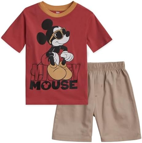 Disney Mickey Mouse T-Shirt and Twill Shorts Outfit Set Infant to Little Kid
