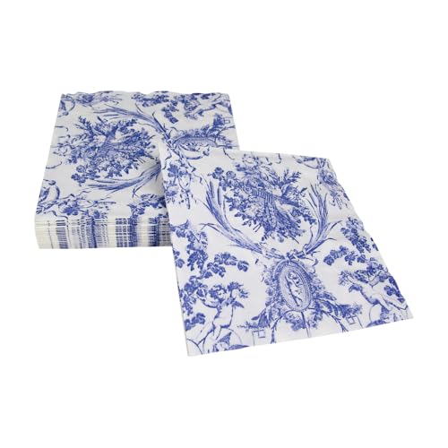 Caspari Romantic Toile Blue Cocktail Napkins - 20 Per Package – vue 3