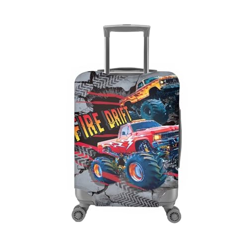 Image of Coloranimal Luggage Covers for Adult and Kids Boys Excavator Travel Luggage Covers Washable Fabric Lightweight Suitcase Protector for 25-28 Inch Lunggage Fire Drift Print
