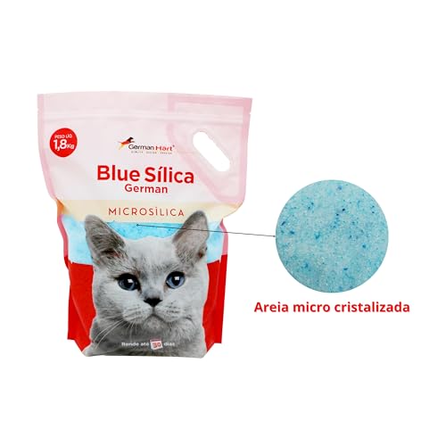 Germanhart Areia Higiênica para Gatos com Cristais de Microsílica Azuis, Pack com 2 un, Antiodor e N