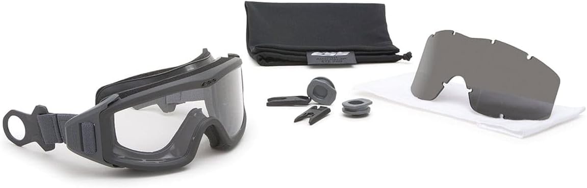ESS Eyewear 740-0516 Profile Pivot Goggle - Gray w/1 Clear lens & 1 Smoke Gray lens