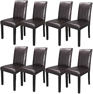 SUPER DEAL Solid Wood Leatherette Padded Parson Dining Chair, Waterproof & Oilproof Stretch