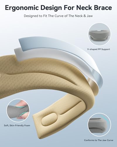 neck brace cervical collar - neck support brace for sleeping soft foam wraps keep vertebrae stable and aligned for relief of cervical spine pressure gray medium126-158 inch