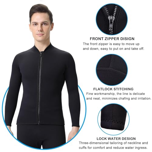 Chaqueta y pantalones de neopreno para hombre de 3mm, manga larga. Ideal para natación, surf, buceo y snorkel. Talla XXL miniatura 7