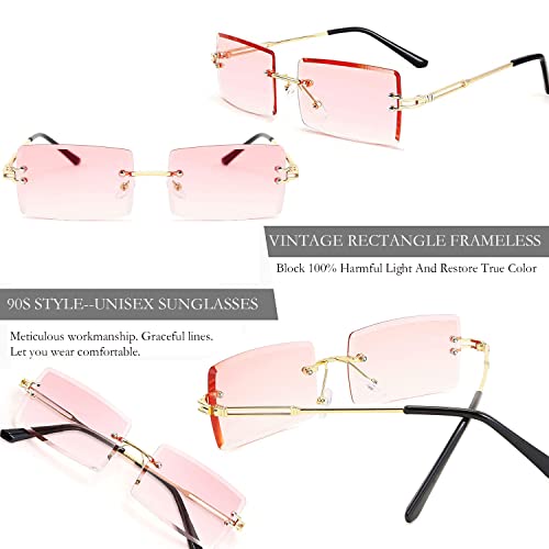 Image of Rectangle Sunglasses for Women Men Fashion Retro Rimless Frameless Tinted Lens Sun Glasses Shades 2026 Stylish
