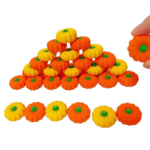 42PCS Mini Fun Erasers for Kids Bulk Cute Assorted Novelty Pencil Erasers Desk Pets for Kids Party Favors School Student Prizes Gift (40pumpkin)