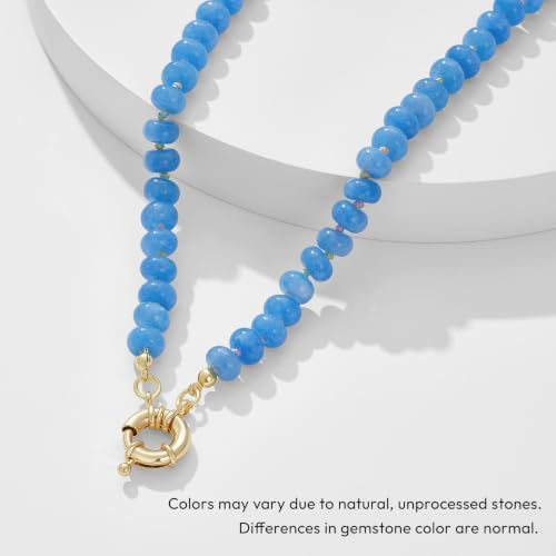 KissYan Beaded Necklaces for Women, Natural Chunky Choker(Blue Aventurine) — view 6