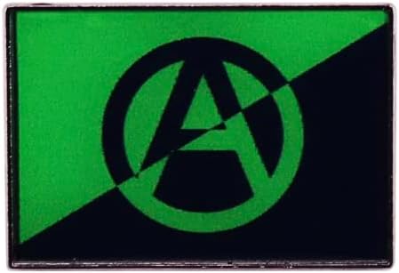 Eco Anarchist Flag Green Black Anarchism Environmental Climate Change 1.2" Enamel Pin image 3
