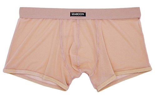 Men's Comfortable Mesh Transparent Pouch Boxer Briefs Trunks Underwear