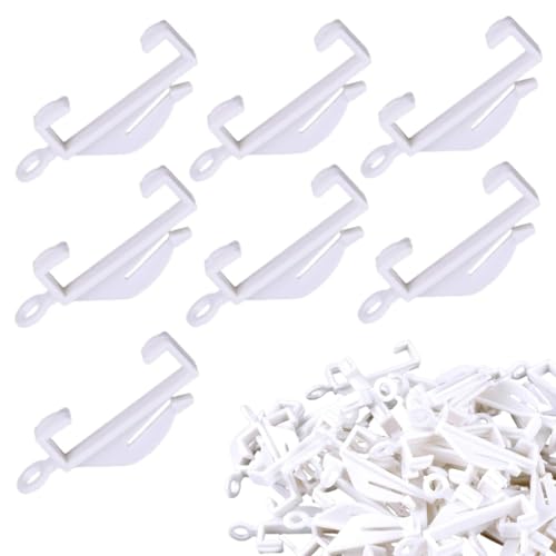 50 Pack White Plastic Curtain Hooks - Smooth Gliding Rail Clips for Window & Door Curtains - Universal Fit for Most Tracks & Rods - Includes Shower Curtain Hooks (2 Inch)
