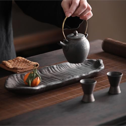 Plateau à thé en céramique rectangulaire et décoratif pour table basse - 8