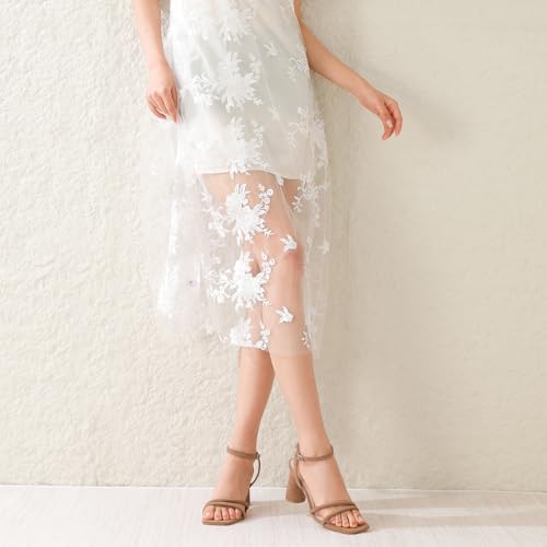 Image of RIBONGZ Block Heels Prom Heeled Sandals for Women Chunky Square Open Toe Strappy High Heels Ankle Strap Wedding Bridal Shoes High Heel Sandals for Party Dress