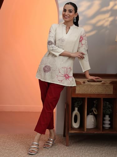 Image of Libas Printed Silk Blend Straight Kurti for Women Suit