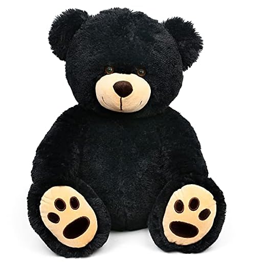 LotFancy Teddy Bear Stuffed Animals, 17 inch Soft Cuddly Plush Black Bear, Cute Toy with Footprints, Gift for Kids Baby Toddlers on Baby Shower, Birthday, Christmas, Valentine's Day