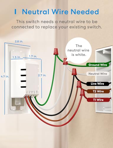 Image of meross 3 Way Smart Dimmer Switch Kit | Supports Apple Home, Alexa, Google Assistant, SmartThings, 2.4GHz Wi-Fi, Neutral Wire Required, Remote Control Schedule