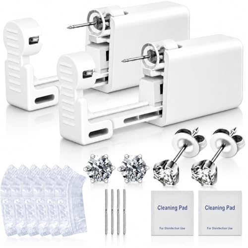 Anzero Ear Piercing Kit Disposable Ear Cartilage Piercing Gun Kit with Sterile CZ Studs, Painless...