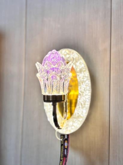 Image of Modern Gold Flnish Crystal Led Wall Lamp | 3 Color Modes (Warm, Neutral, Cool White) | Indoor Wall Lamp for Bedroom, Living Room,Etc