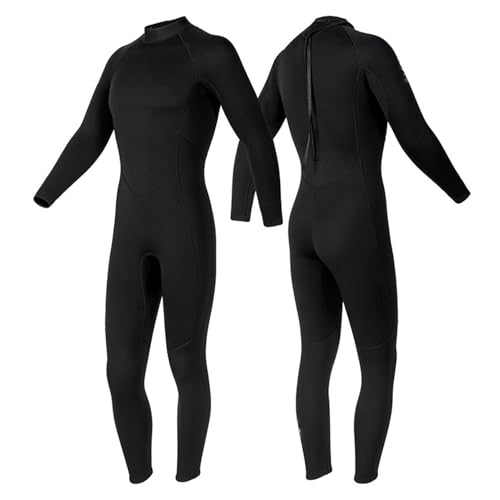 TOVCHEI 3MM Neoprene Wetsuit for Men Back Zipper One-Piece Diving Suit Anti-UV Jellyfish Suit for Swimming Surfing Snorkeling,Black,S
