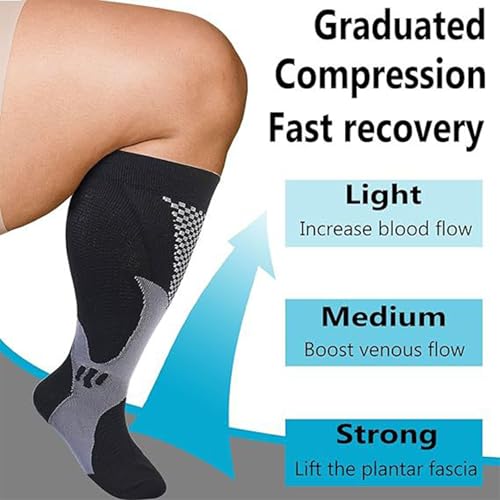 6 Pairs Plus Size Compression Socks Wide Calf for Men Women 20-30mmhg for Running Travel Flight Teachers4