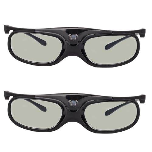 Gafas 3D, 2 Piezas 144 Hz Gafas de Obturador Activo 3D Gafas de Obturador Gafas de con Lente LCD DLP Link Gafas 3D para Oroyectores 3D DLP
