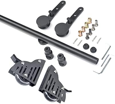 Rolling Library Ladder Hardware Kit - Black Carbon Steel Sliding Ladder Rails, Mobile Accessory with Floor Rollers for Smooth, Quiet Movement - Perfect for Home & Library Use