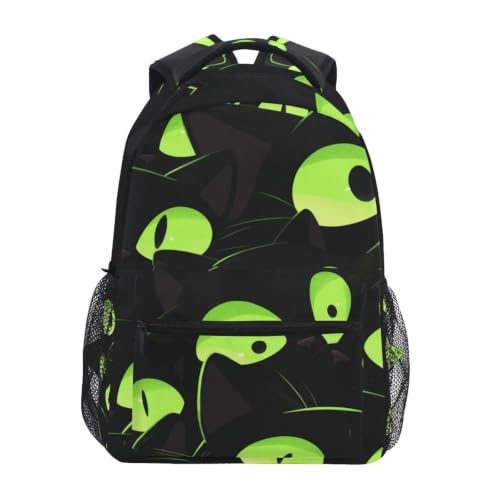 Sac à dos ordinateur Yeux de Chat Vert étanche avec grand volume